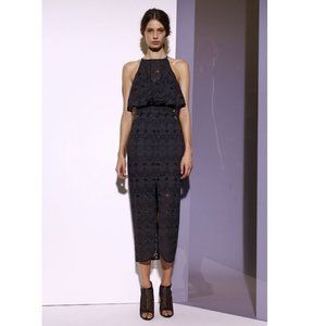 SHONA JOY Romanticist Midi Lace Dress in Black US6 AUS10